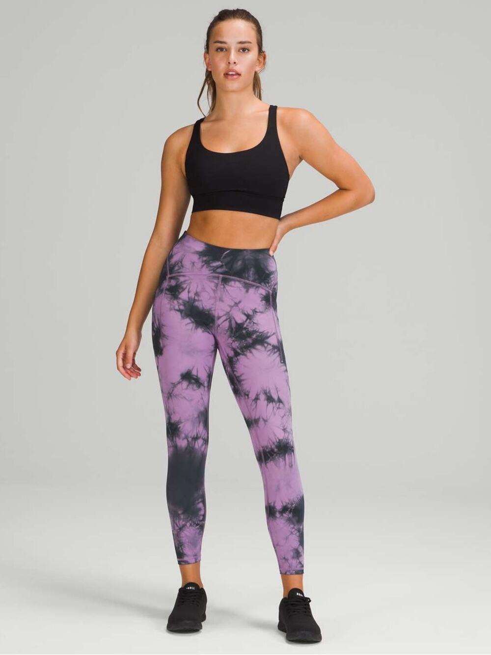 Lululemon Power Thru High-Rise Tight Leggings Tie Dye Wisteria Purple Grey 6